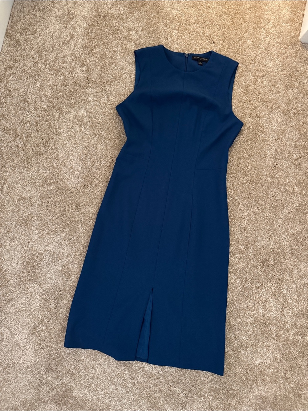 Banana Republic Factory Royal Blue Sleeveless Sheath Dress with Front Vent